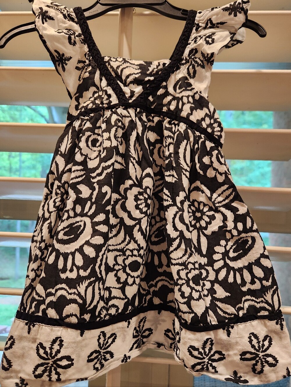 Old Navy Black and White Floral Empire-Waist Dress, Size 18-24M